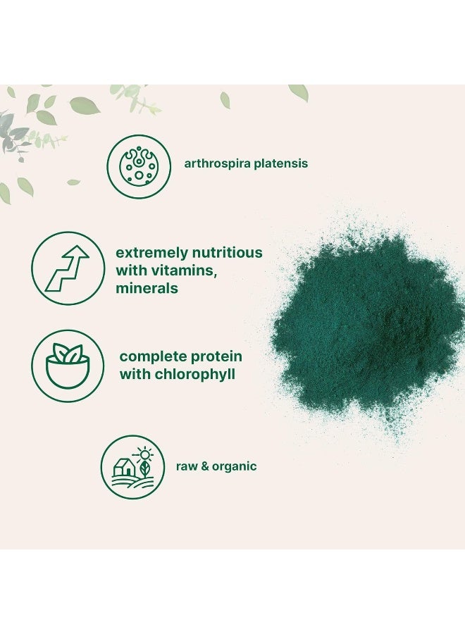 Organic Spirulina Powder, 16 Ounce, Raw Spirulina (Arthrospira Platensis), The Richest Sources Of 70% Vegan Protein, Containers Minerals, Vitamins, Non-Gmo & Non-Irradiation