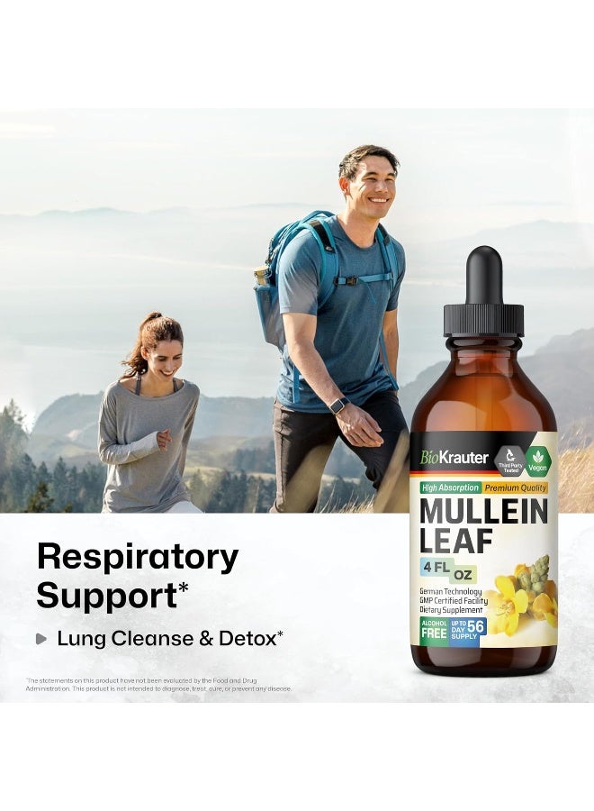 Mauwe Herbs Mullein Leaf Tincture Lung Cleanse Mullein Leaf Liquid Extract Lung Detox Respiratory Health Drops Organic Lung Health. Herbal Supplement, 4 Fl Oz.