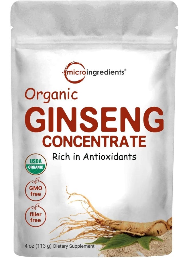 Maximum Strength Organic Ginseng Root 200:1 Powder With Active Ginsenosides (4Oz)