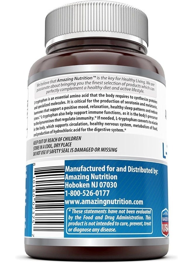 Amazing Formulas L-Tryptophan 1000 Mg, Tablets Non-Gmo Encourages Positive Mood & Restful Sleep Supports Immune Function Helps To Improve Circulation & Reduce Stress* (60 Count (Pack Of 3))