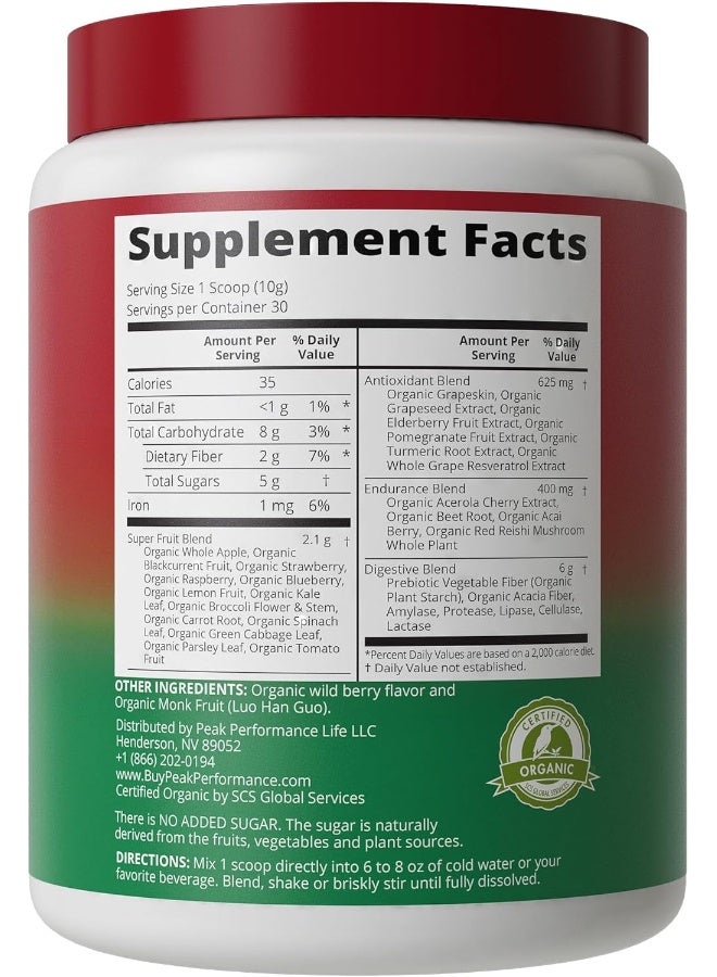 Organic Reds Superfood Powder. Best Tasting Organic Red Juice Super Food With 25+ All Natural Ingredients And Polyphenols. Vital For Max Energy And Detox. Raspberry, Elderberry, Beetroot