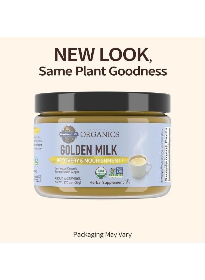 Garden of Life mykind Organics Golden Milk Recovery & Nourishment Powder - 44mg Turmeric Curcumin (95% Curcuminoids), Ashwagandha - Organic Non-GMO Vegan & Gluten Free Herbal Supplements, 30 Servings