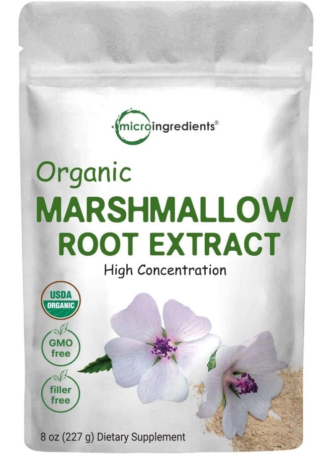 Pure Usda Organic Marshmallow Root Powder, 4 Ounce, Supports Digestive Gastrointestinal Health, No Irradiated, No Contaminated And No Gmos. Vegan Friendly.