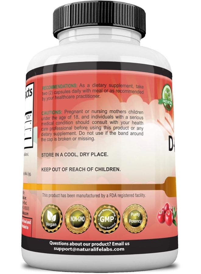 D-Mannose 1,300 Mg With Cranberry Extract Fast-Acting, Flush Impurities, Natural Urinary Tract Health