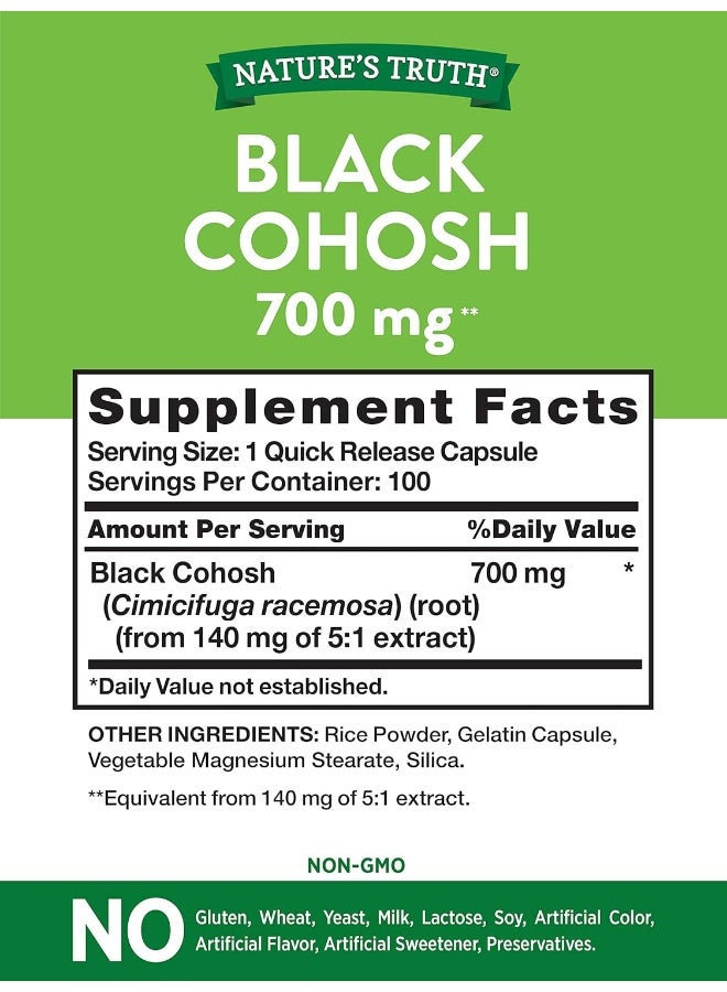 Black Cohosh 700 Mg 100 Capsules