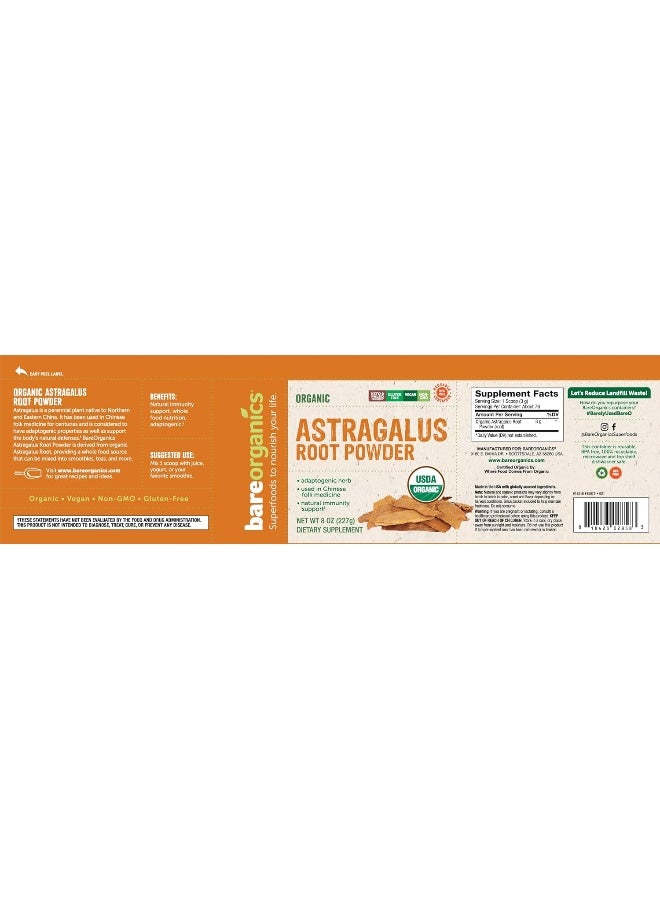 Astragalus Root Powder, Superfood Powder, Organic Dietary Supplement, 8 Ounce