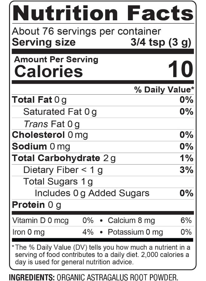 Astragalus Root Powder, Superfood Powder, Organic Dietary Supplement, 8 Ounce