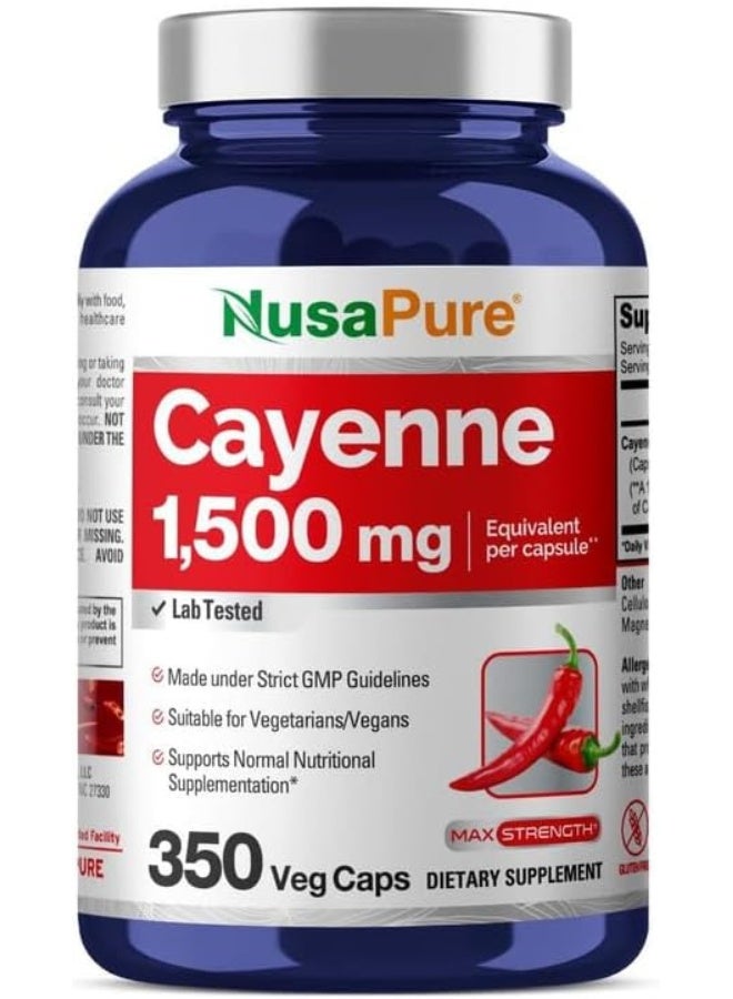 Cayenne Pepper 1500Mg Per Caps, 350 Veggie Capsules, Vegetarian, Non-Gmo, Gluten-Free