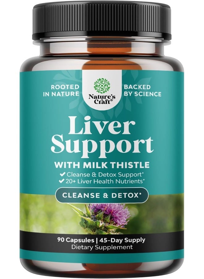 Liver Supplements With Milk Thistle Artichoke Dandelion Root Support Healthy Liver Function For Men And Women Natural Detox Cleanse Capsules Boost Immune System Relief (90 Count)