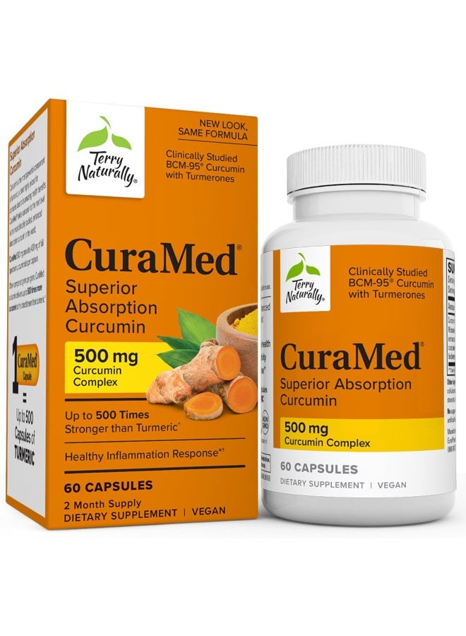 Curamed 500 Mg Vegan 60 Softgels Superior Absorption Bcm-95 Curcumin Supplement
