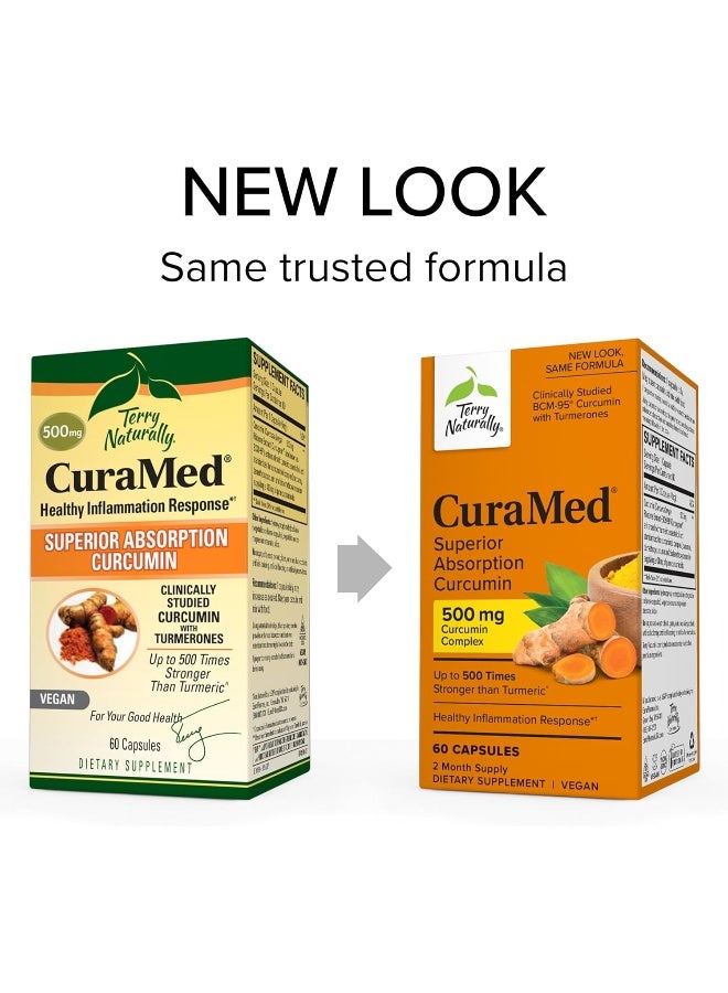 Curamed 500 Mg Vegan 60 Softgels Superior Absorption Bcm-95 Curcumin Supplement