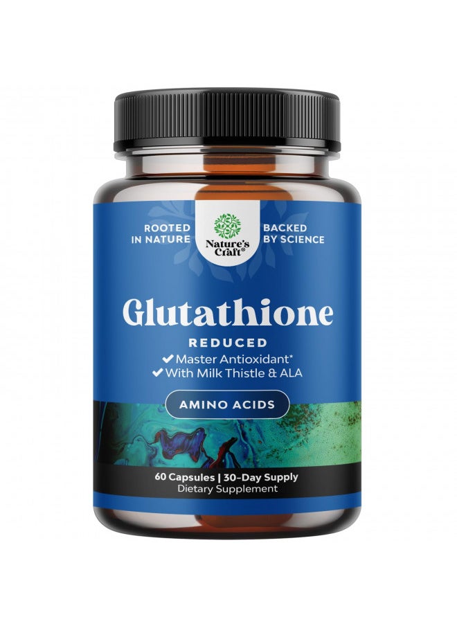 L Glutathione Supplement for Skin and Liver Support - Extra Strength Glutathione 1000mg with Silymarin Milk Thistle Extract ALA for Clear Skin Liver Cleanse Detox & Repair Plus Immunity Support