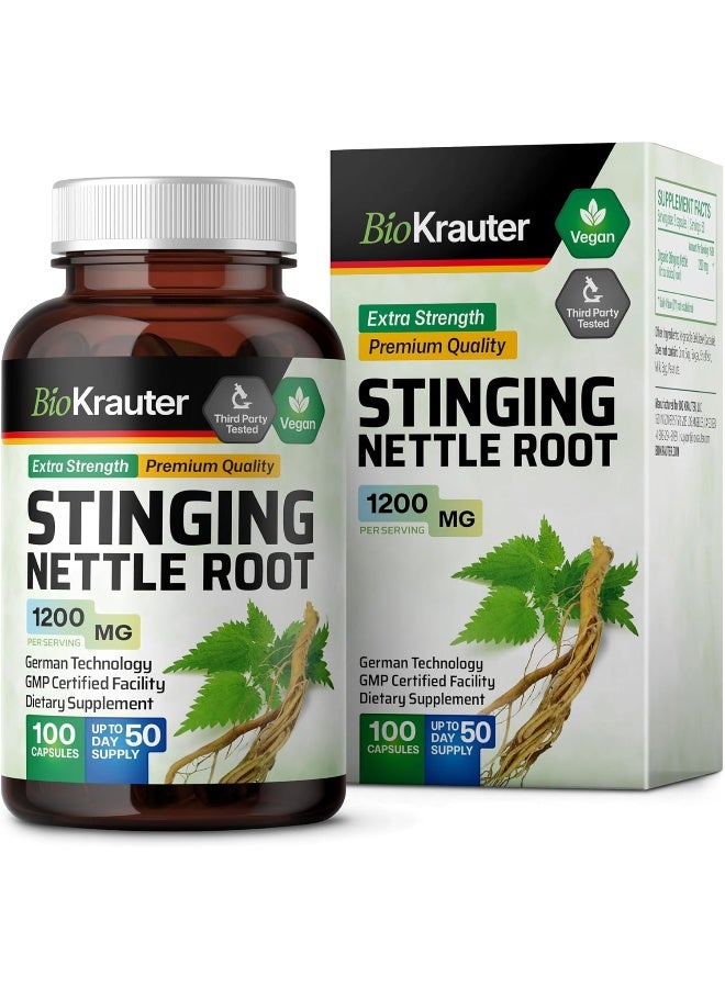 Stinging Nettle Capsules Natural Urinary Tract & Overall Health Support Organic Nettle Root Powder (Urtica Dioica) 1800 Mg 100 Vegan Pills Non Gmo