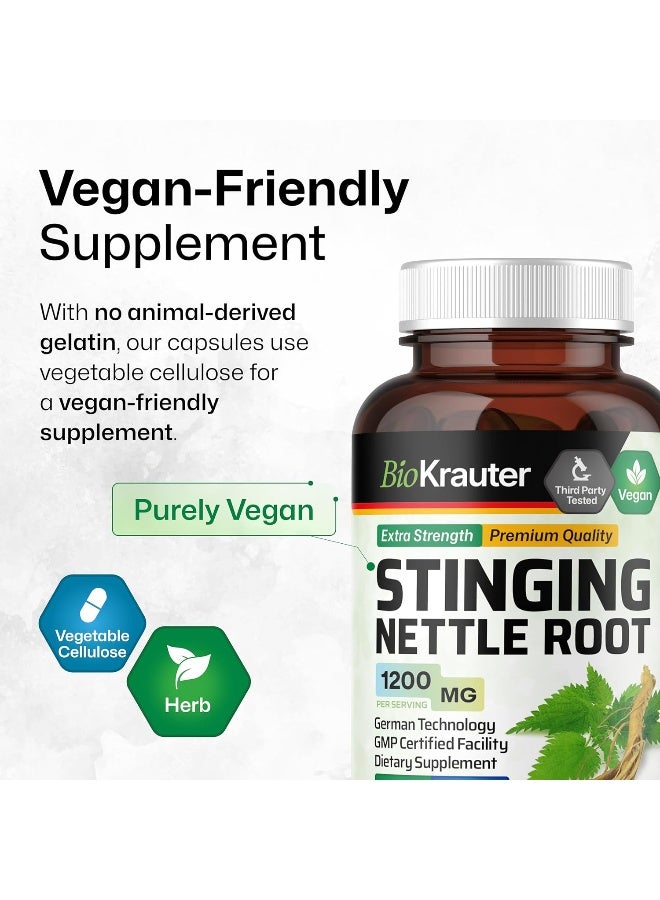 Stinging Nettle Capsules Natural Urinary Tract & Overall Health Support Organic Nettle Root Powder (Urtica Dioica) 1800 Mg 100 Vegan Pills Non Gmo