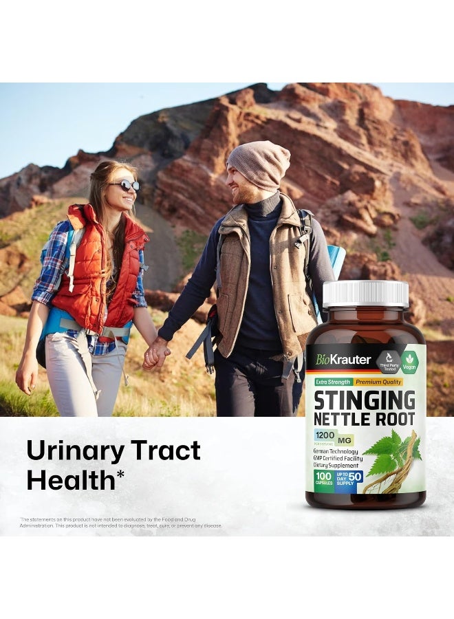 Stinging Nettle Capsules Natural Urinary Tract & Overall Health Support Organic Nettle Root Powder (Urtica Dioica) 1800 Mg 100 Vegan Pills Non Gmo