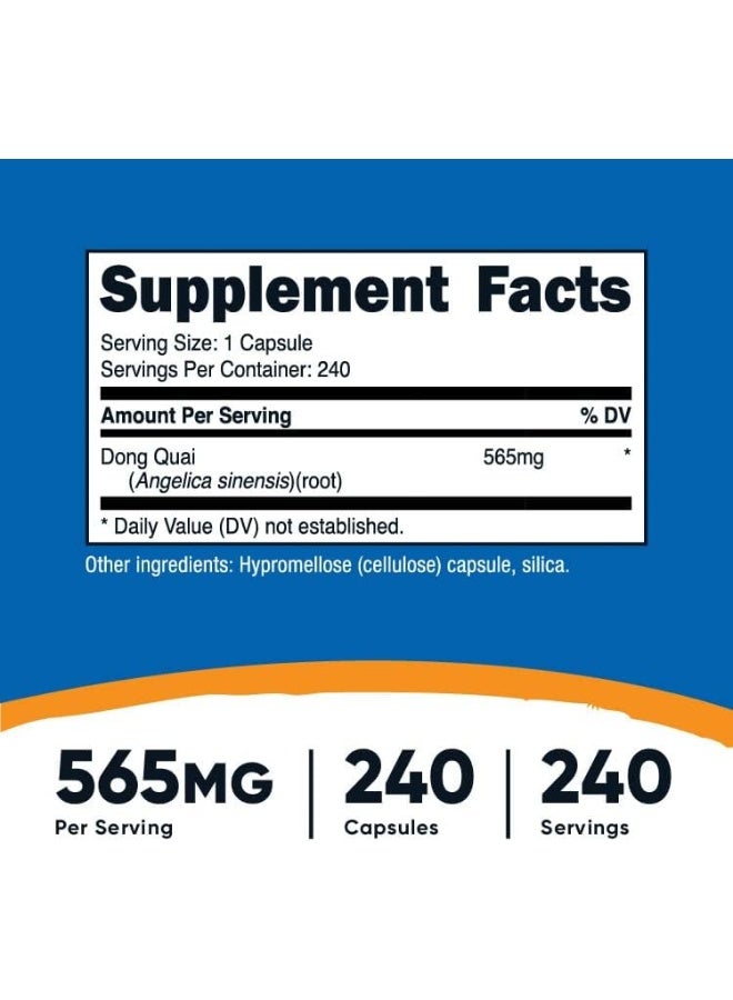 Nutricost Dong Quai 565mg, 240 Capsules (Angelica Sinensis) - Vegetarian Caps, Non-GMO, Gluten Free