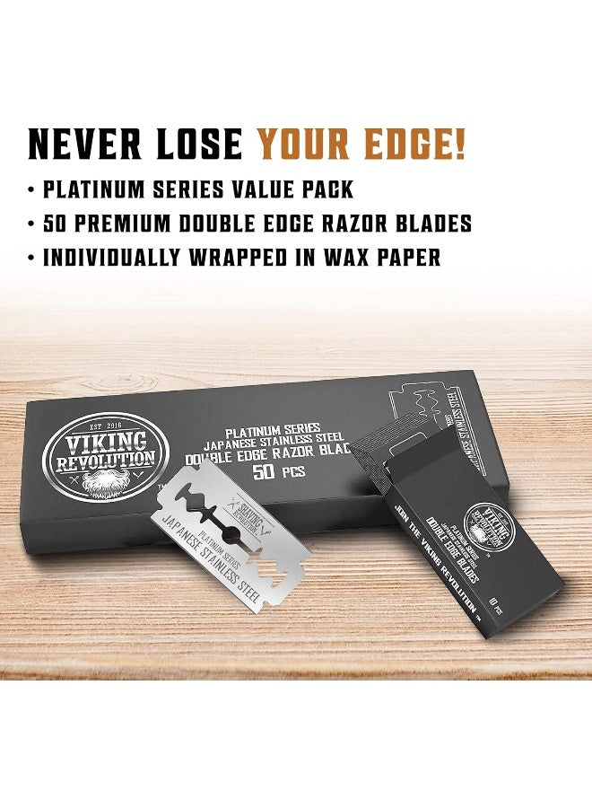 50 Count Double Edge Razor Blades Men'S Safety For Shaving Platinum Japanese Stainless Steel A SmoothPrecise And Clean Shave