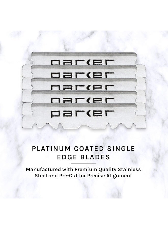 Srx Heavy Duty Professional 100% Stainless Steel Straight Edge Barber And 5 Shark Super Stainless Blades