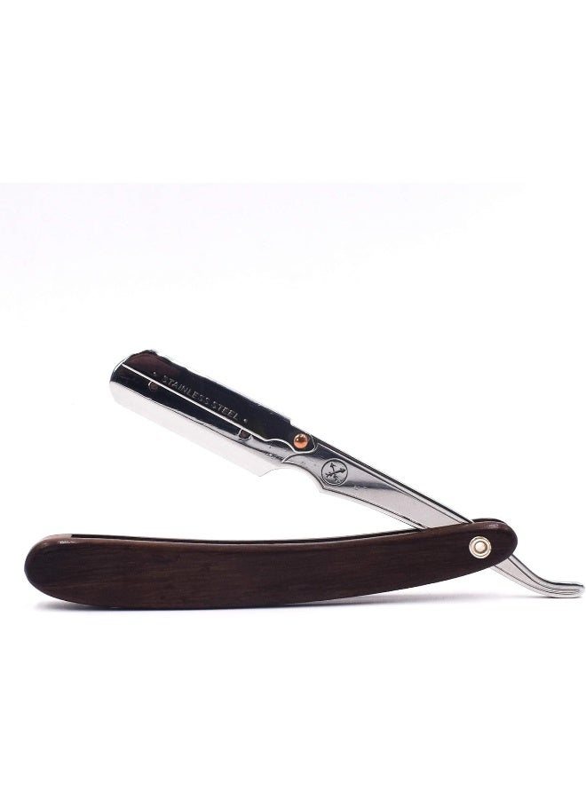 Parker'S Walnut Wood Handle Professional Barber Straight Razor & 5 Blades