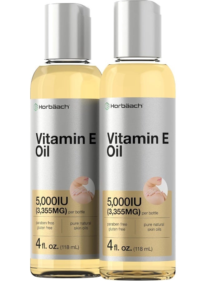 100% Natural Vitamin E Oil 5000 Iu 8 Oz (2 X 4Oz) For SkinHair & Face VegetarianNon-GmoGluten Free By Horbaach