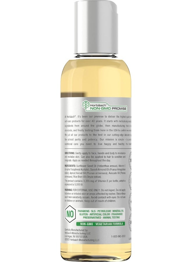 100% Natural Vitamin E Oil 5000 Iu 8 Oz (2 X 4Oz) For SkinHair & Face VegetarianNon-GmoGluten Free By Horbaach