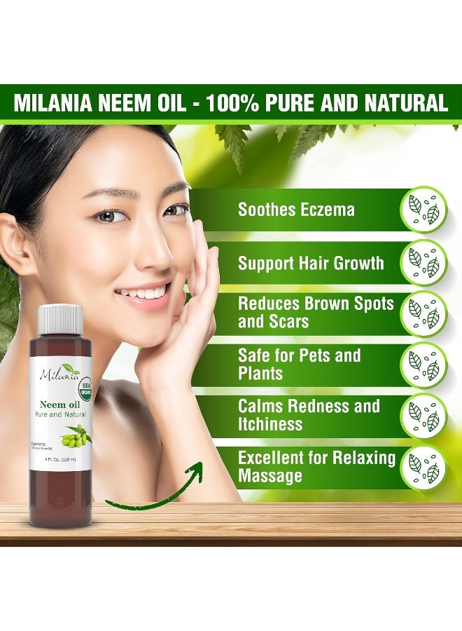 Premium Organic Neem Oil VirginCold PressedUnrefined 100% Pure Natural Grade A. Excellent Quality.(4 Fl. Oz.)