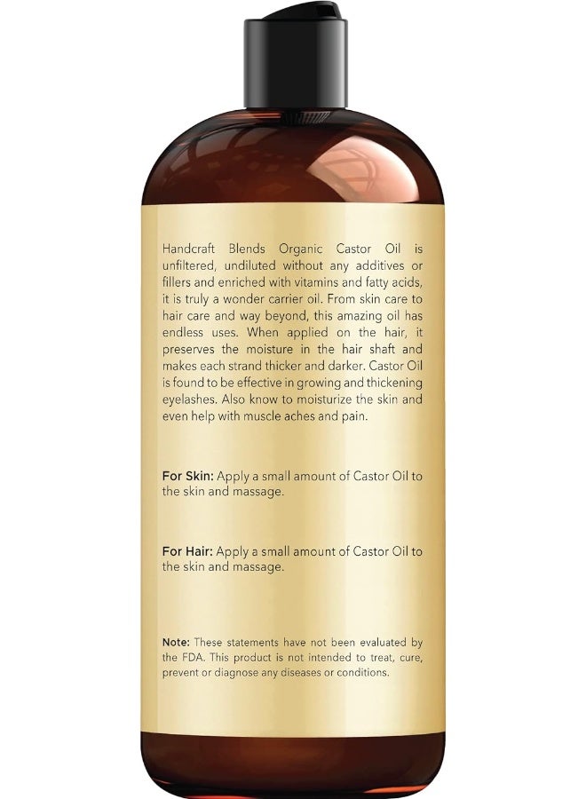 100% Pure Castor Oil Huge 16 Oz All Natural Premium Quality – Moisturizes & Protects Dry Skin – Used For Hair GrowthEyelashesJoint And Muscle Pain