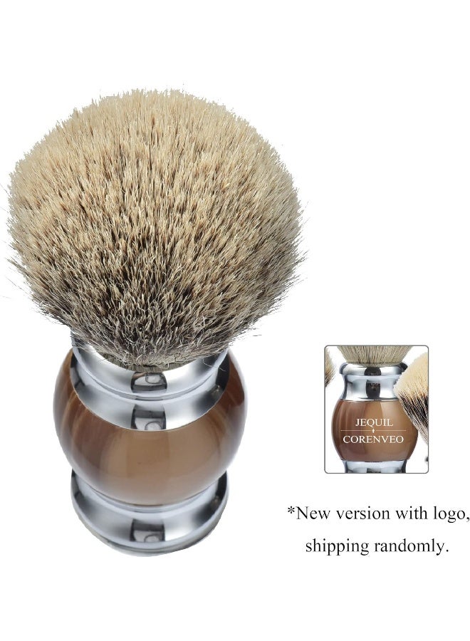 Je&Co 100% Silvertip Badger Hair Shaving BrushHandmade Shaving Brush With Fine Resin Handle And Stainless Steel Base (Brown)