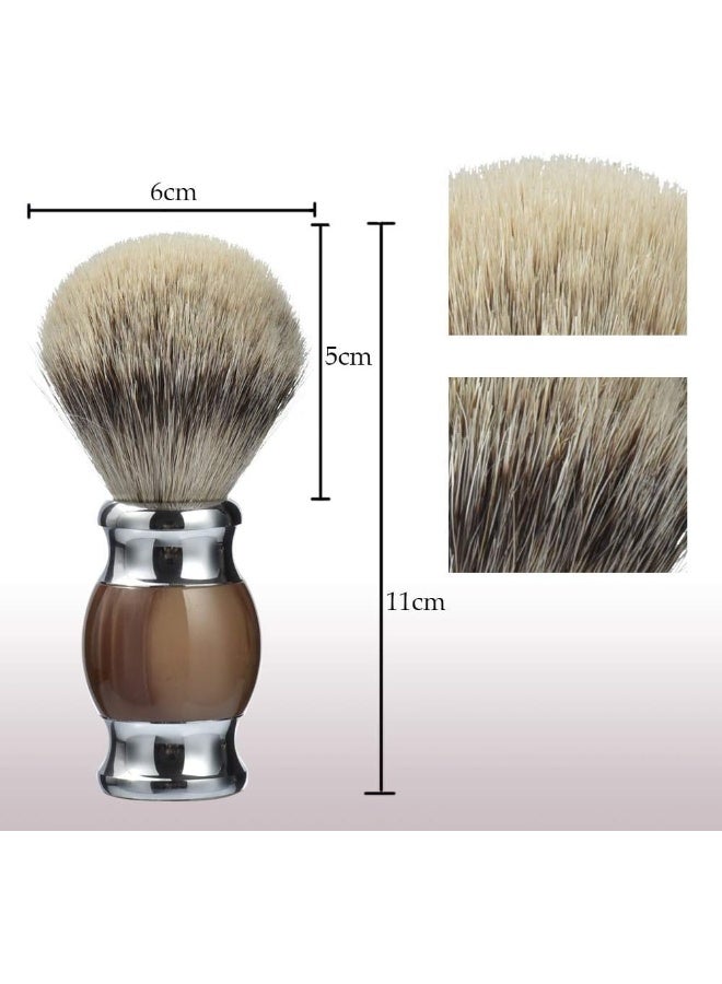 Je&Co 100% Silvertip Badger Hair Shaving BrushHandmade Shaving Brush With Fine Resin Handle And Stainless Steel Base (Brown)