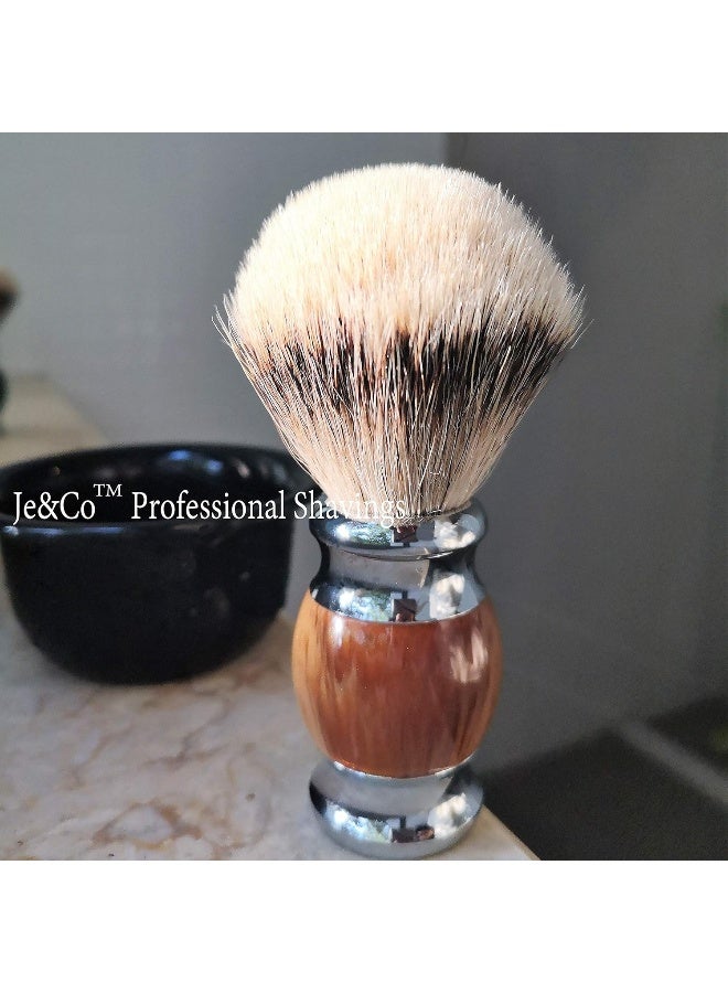 Je&Co 100% Silvertip Badger Hair Shaving BrushHandmade Shaving Brush With Fine Resin Handle And Stainless Steel Base (Brown)