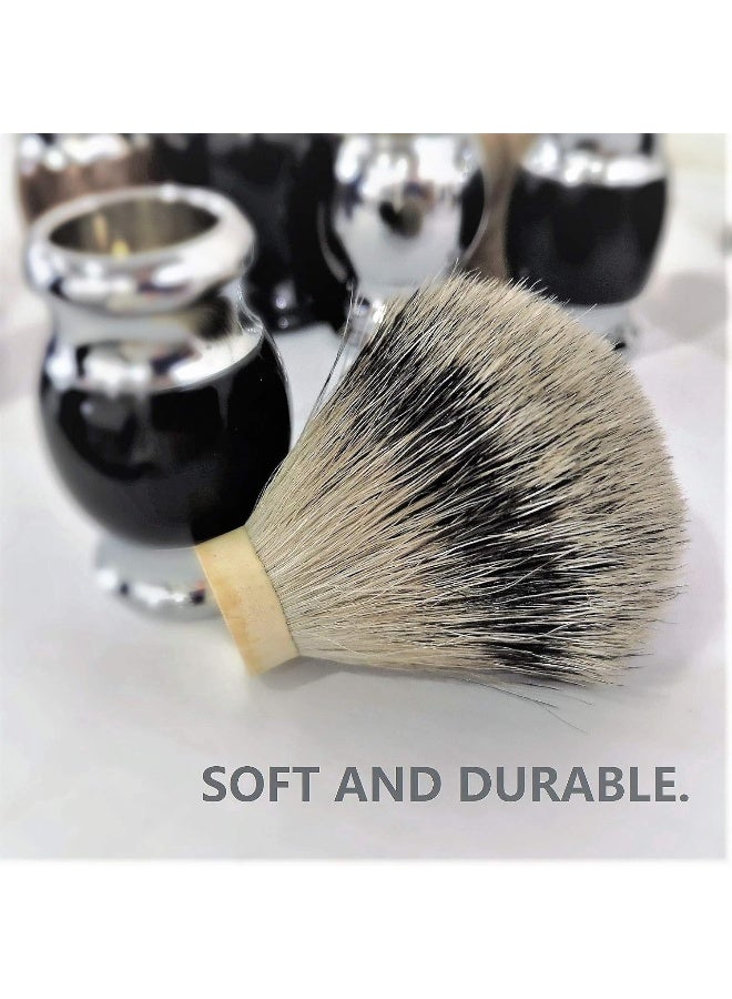 Je&Co 100% Silvertip Badger Hair Shaving BrushHandmade Shaving Brush With Fine Resin Handle And Stainless Steel Base (Brown)