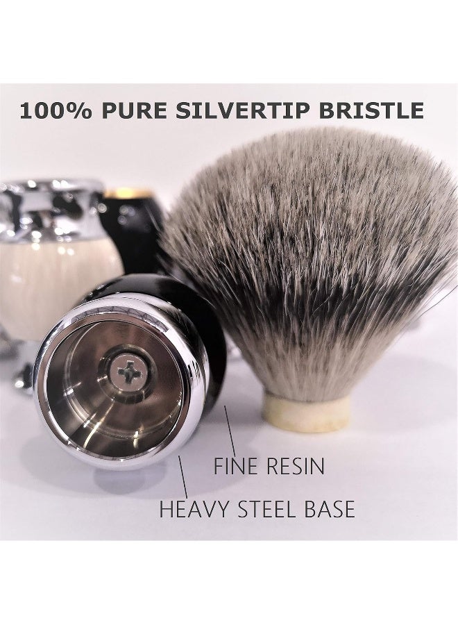 Je&Co 100% Silvertip Badger Hair Shaving BrushHandmade Shaving Brush With Fine Resin Handle And Stainless Steel Base (Brown)