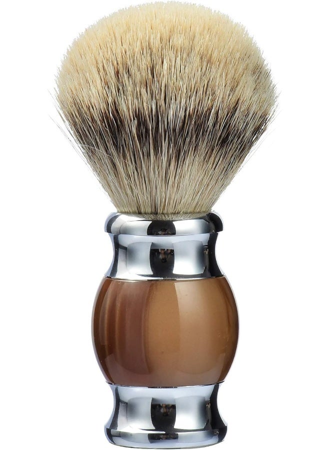 Je&Co 100% Silvertip Badger Hair Shaving BrushHandmade Shaving Brush With Fine Resin Handle And Stainless Steel Base (Brown)