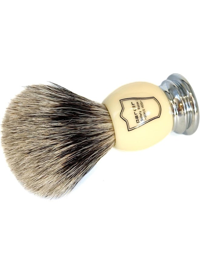 Handmade Deluxe Long Loft 100% Pure Badger Shaving Brush With Ivory & Chrome Handle Brush Stand Included