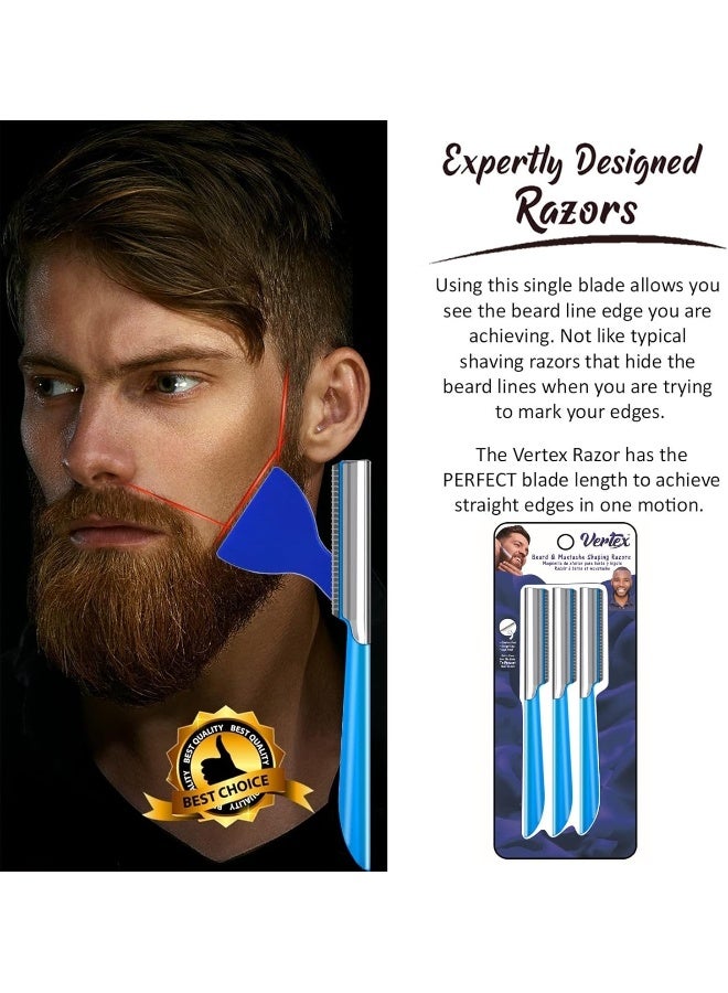 Beard Mustache Straight Edge Razor – Mens Beards Edgers Trimmer Shaping Tool Blade Men Eyebrow Shaper Straight Mustaches Edger Angles Replacement Travel Razors Disposable Stainless Steel Straightener