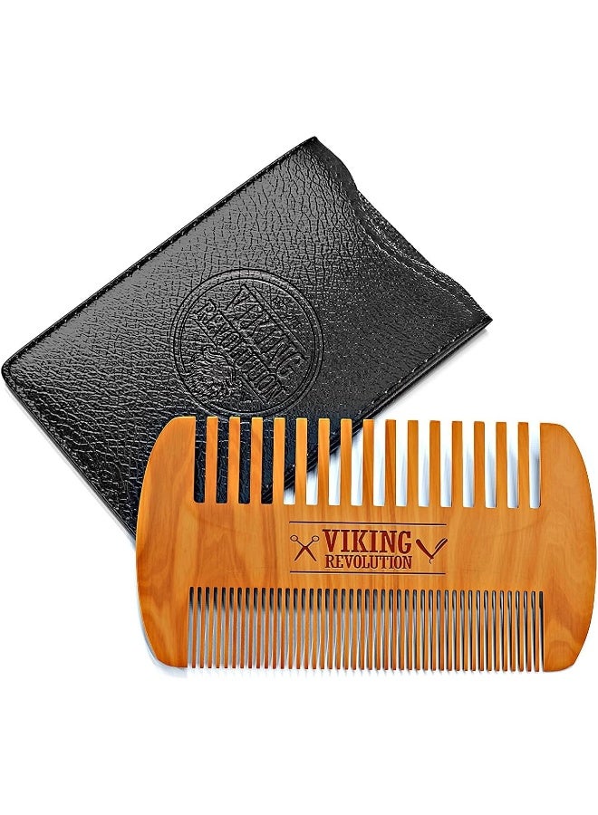 Wooden Beard Comb & CaseDual Action Fine & Coarse TeethPerfect For Use With Balms And OilsTop Pocket Comb For Beards & Mustaches By