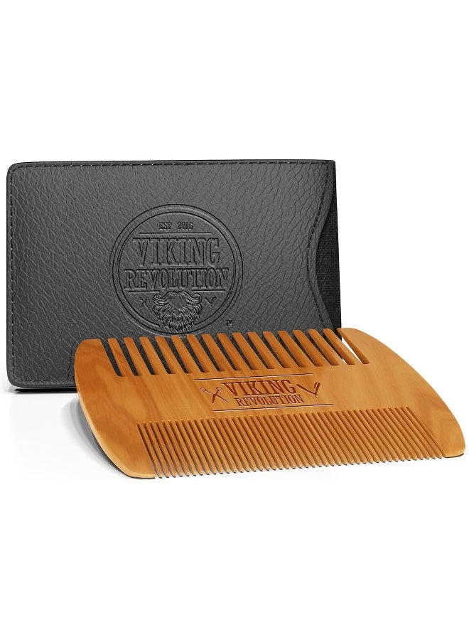 Wooden Beard Comb & CaseDual Action Fine & Coarse TeethPerfect For Use With Balms And OilsTop Pocket Comb For Beards & Mustaches By