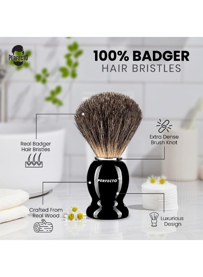 100% Pure Badger Shaving Brush-Black Handle