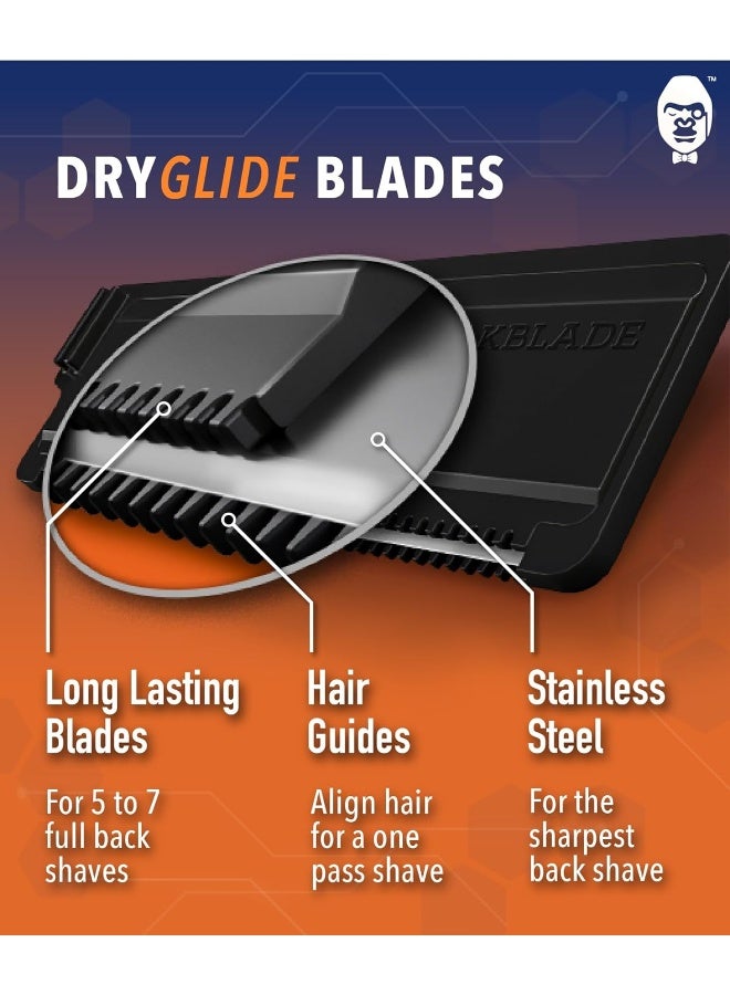 Bakblade 2.0 Back Hair And Body Shaver Refill Cartridges For 2.0 And 2.0 Elite Shavers Dryglide Technology (12 Razors Included) 12 Blades