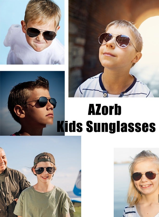 Kids Aviator Sunglasses for Boys Girls Polarized Childrens Sun Glasses Metal Frame with UV400 Protection Age 4-12 Sunglasses