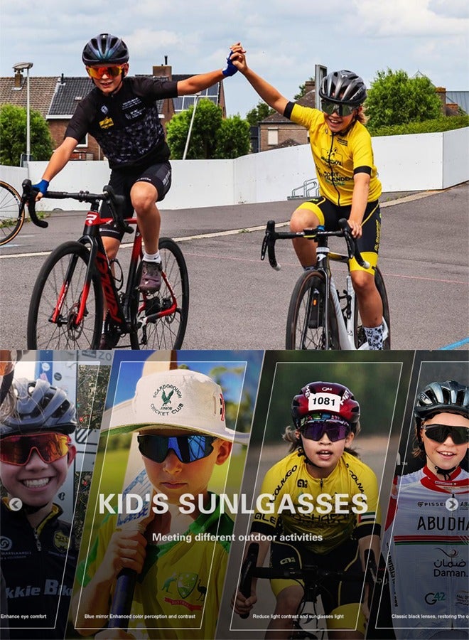 Kids Sunglasses for Boys Girls - Sports Cycling Childrens Mirror Polarized Sun Glasses with Lightweight Flexible Frame UV Protection Age 6-15 Sunglasses