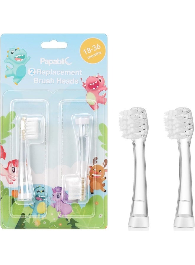 Replacement Toothbrush Heads 2 Count Compatible With Papablic Babyhandy & Toddler Sonic Electric Toothbrushes (18-36 Months)