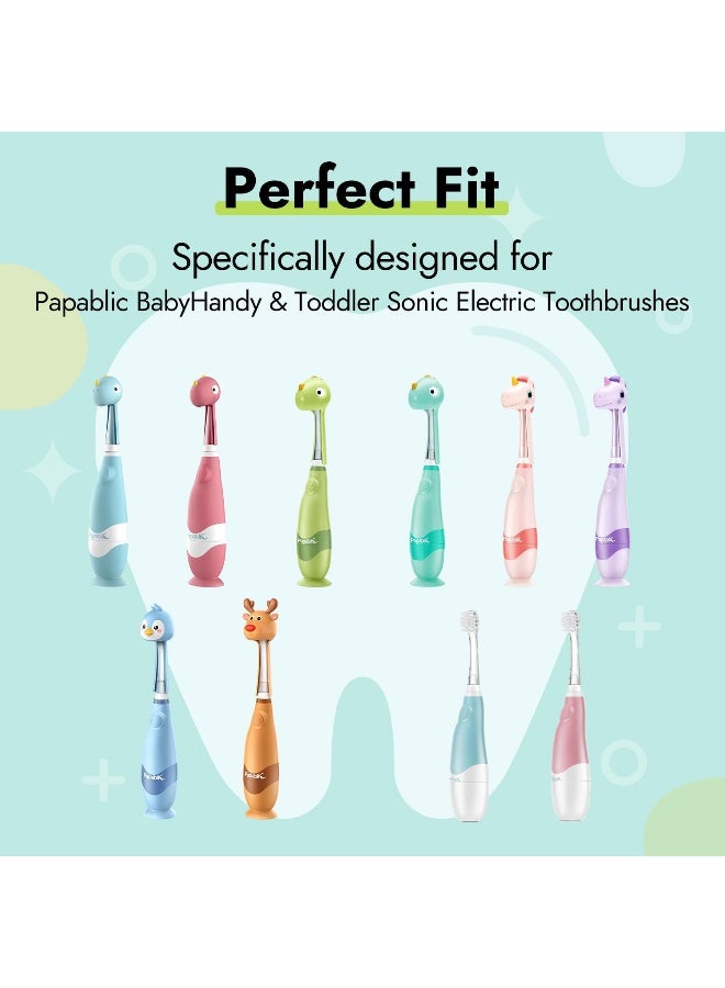 Replacement Toothbrush Heads 2 Count Compatible With Papablic Babyhandy & Toddler Sonic Electric Toothbrushes (18-36 Months)