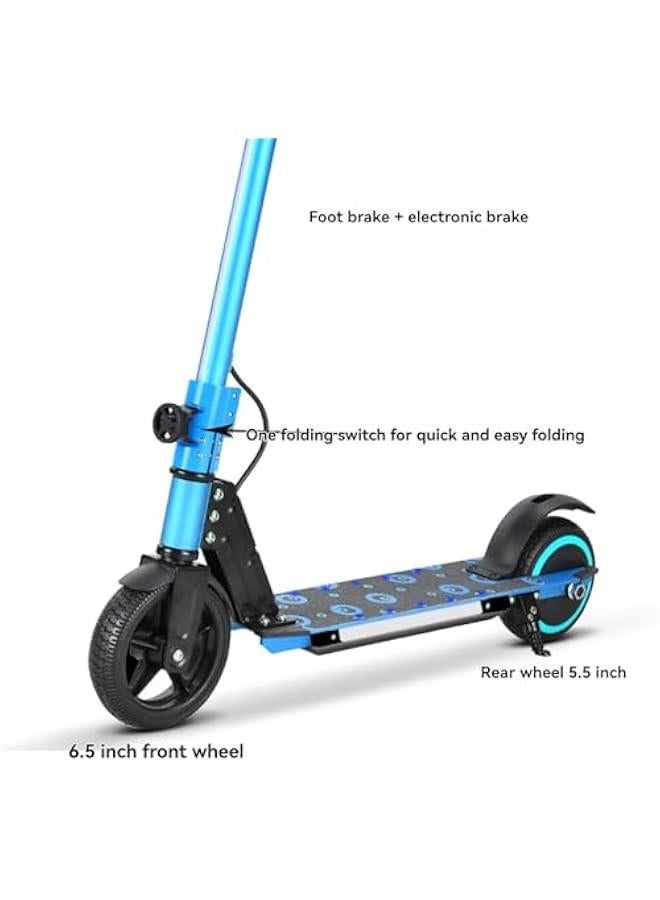 Beauenty Electric Scooter with Dual Brake System, Portable Foldable Electric Scooter with Display and Light, Lightweight and Easy to Carry, Max 12 km/h Speed, Max 14 km Travel Distance (Black)