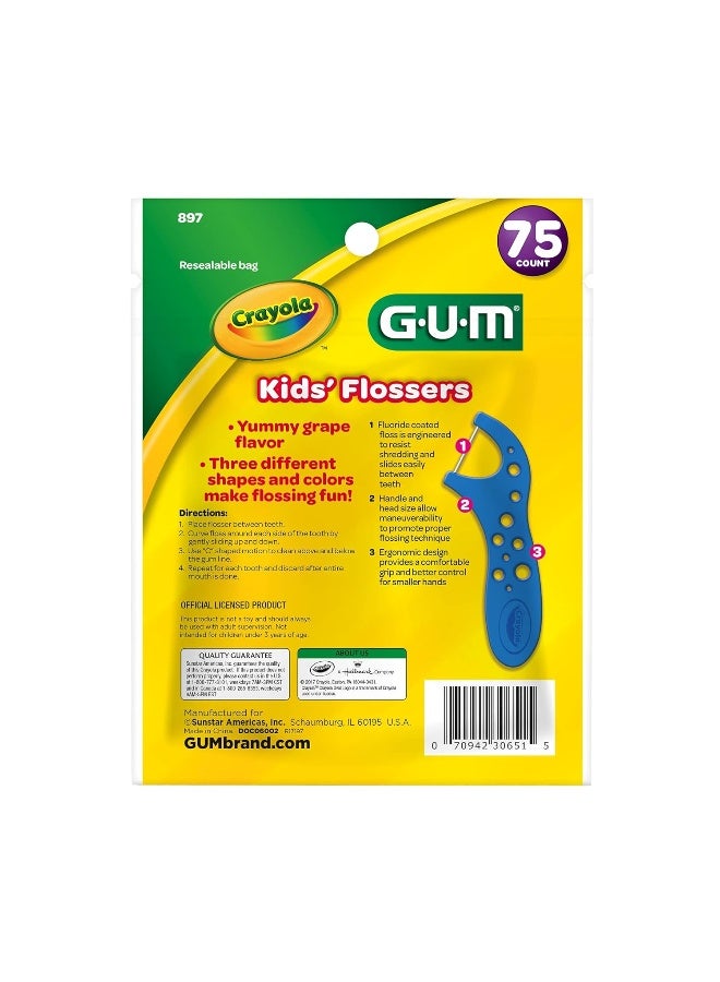 Gum-897 Crayola Kids' FlossersGrapeFluoride CoatedAges 3+75 Count