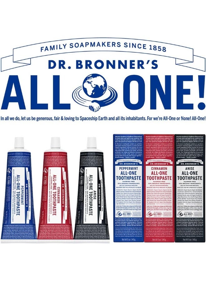 (150Ml) Dr. Bronner'S All-One Toothpaste (Cinnamon150Ml) 70% Organic IngredientsNatural And EffectiveFluoride-FreeSls-FreeHelps Freshen BreathReduce PlaqueWhiten TeethVegan