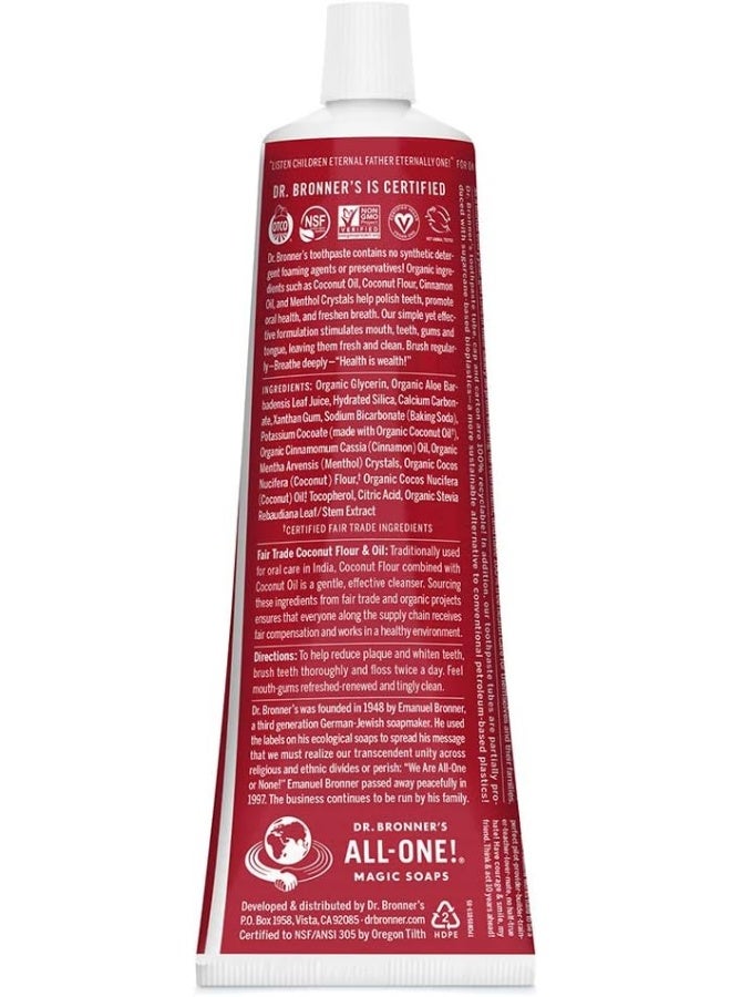 (150Ml) Dr. Bronner'S All-One Toothpaste (Cinnamon150Ml) 70% Organic IngredientsNatural And EffectiveFluoride-FreeSls-FreeHelps Freshen BreathReduce PlaqueWhiten TeethVegan