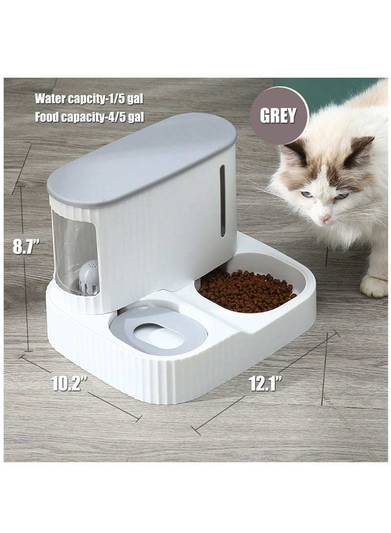 Cat Feeder, Basic Automatic Feeding Water Feeder, 4/5 Gallon Dry Food, 1/5 Gallon Water, 2-in-1 Outdoor (Grey)