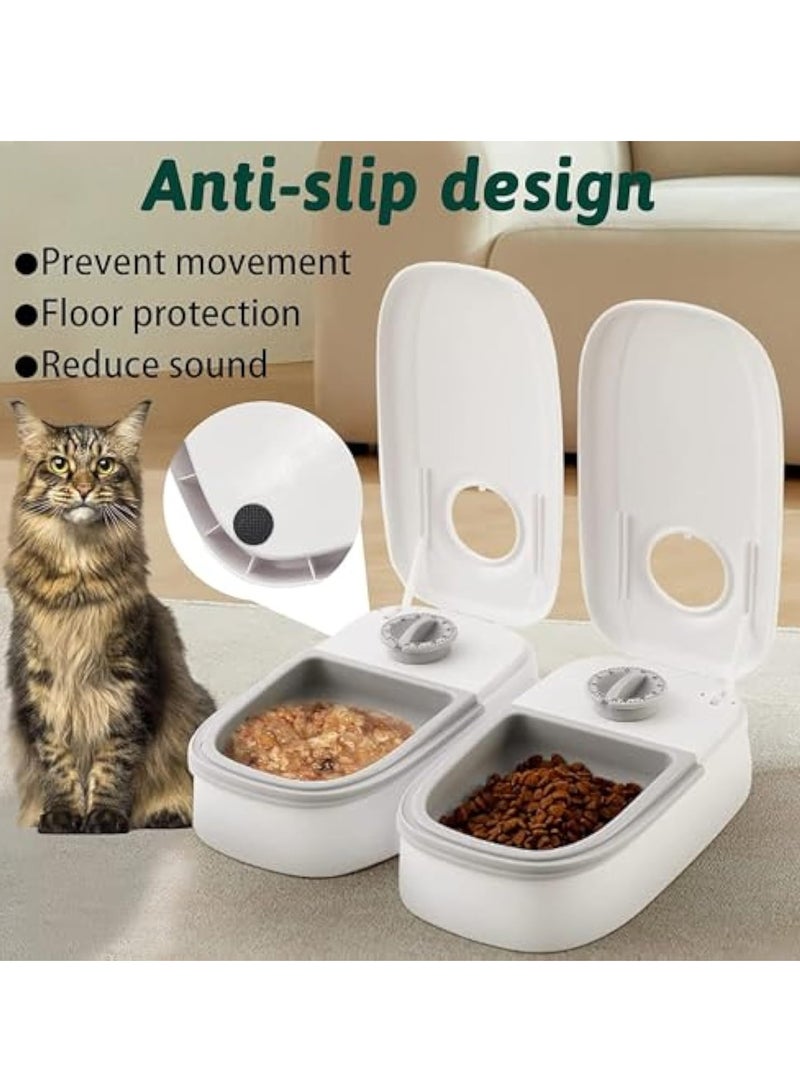 Automatic Cat Feeder for Two Cats,350ml Cat Food Dispenser with 2 Bowl,Timed Cat Feeder