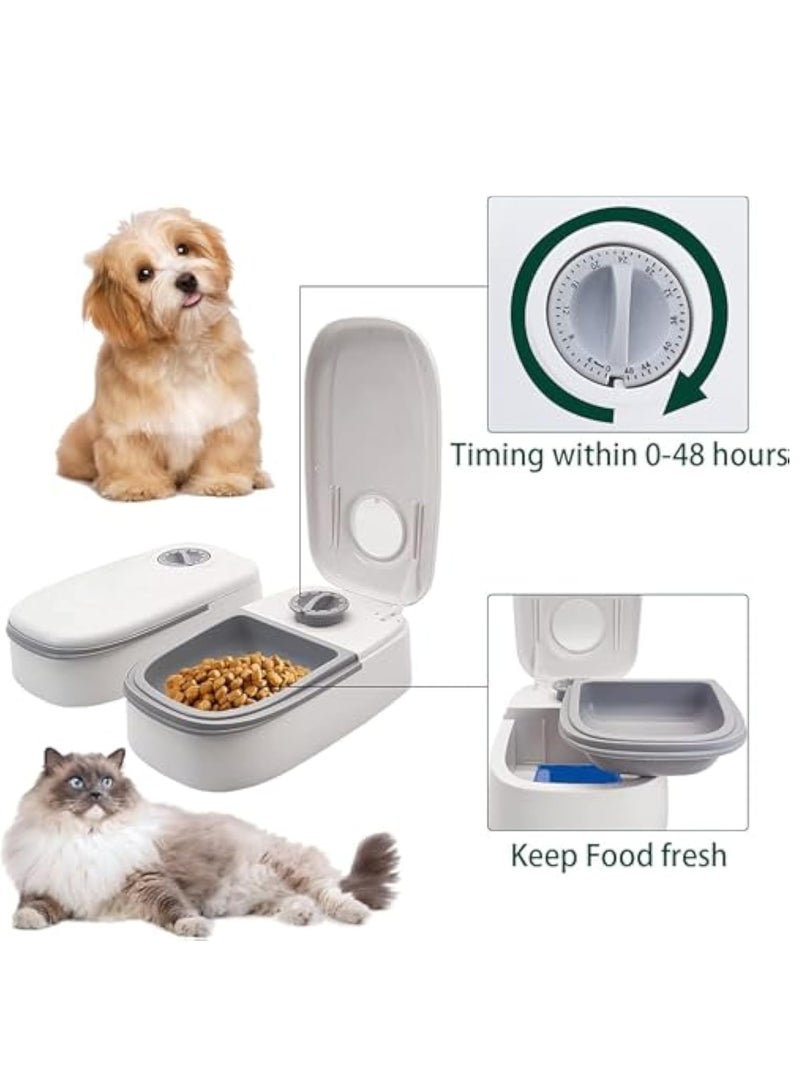 Automatic Cat Feeder for Two Cats,350ml Cat Food Dispenser with 2 Bowl,Timed Cat Feeder